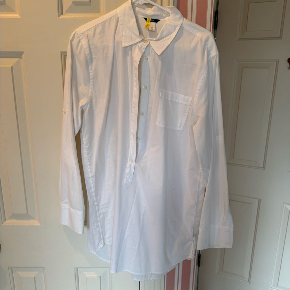 J. Crew White Long-Sleeve Button-Up Dress Shirt